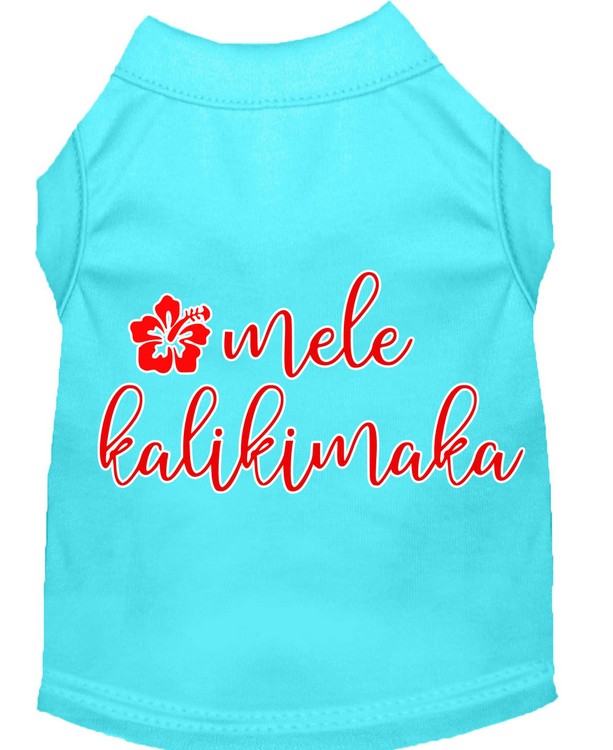 Mele Kalikimaka Screen Print Dog Shirt Aqua XS